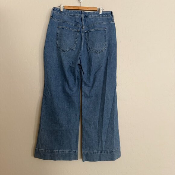 J Crew '96 Curvy Wide Leg Denim Trouser Jeans Medium Wash Women's Size 32 / 14 - Picture 3 of 7